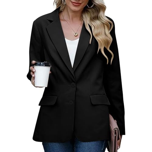 Womens Blazers Business Fall Fashion 2024 Casual Open Front Long Sleeve Work Office Blazer Jacket with Shoulder Pads