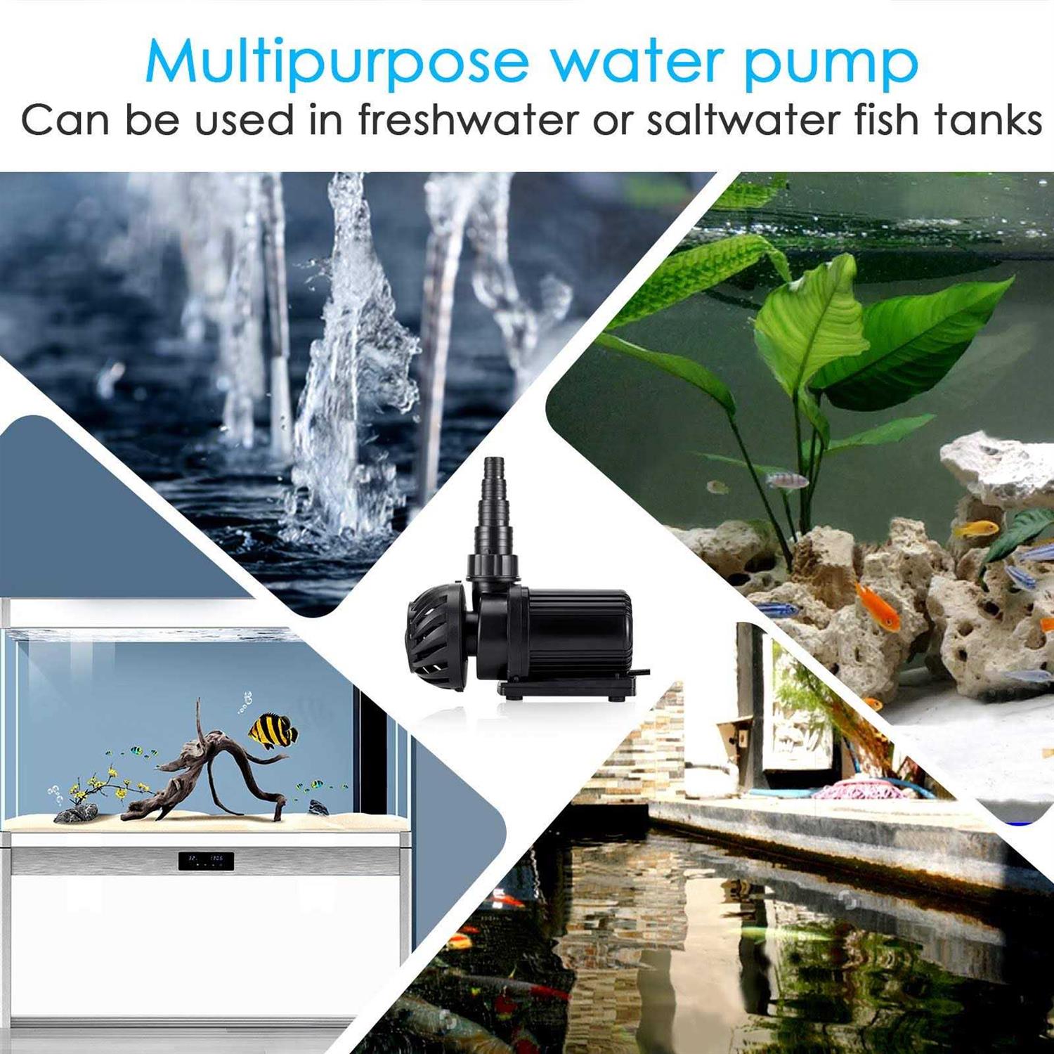 AQQA 800-3200GPH Controllable Water Pump,Circulation Make Wave/Feed Mode/20 Options Flow Adjustable Multifunction Submersible or External Powerful - Pet Supplies online store