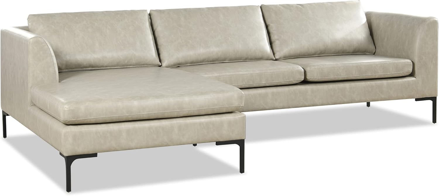 Jennifer Taylor Home S66101-L-U024 Sofa Sectional, Dove Gray Faux Leather
