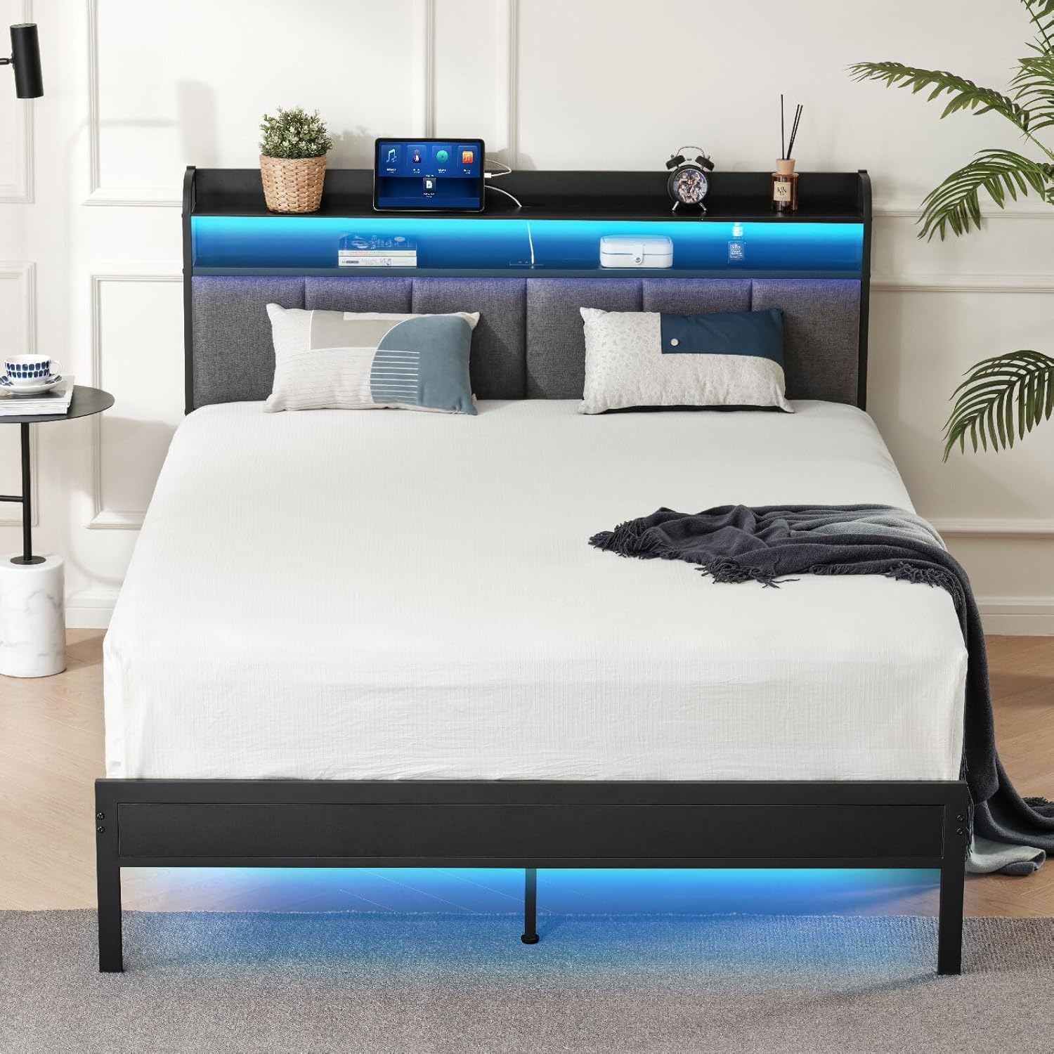 Queen Bed Frame with 8 Inch Queen Hybrid Mattress