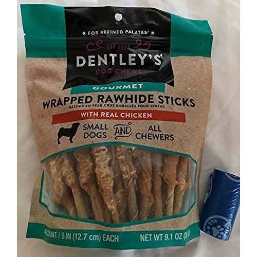 Dentley's Gourmet 5 Wrapped Rawhide Sticks Dog treats Chicken - Pet Supplies online store