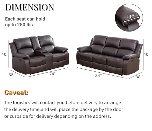 Recliner Sofa and Loveseat Sets for Living Room Furniture Sets, Linen Fabric Grey Reclining Sofa and Loveseat Set Reclining Sofa Loveseat Recliner(A-Grey)