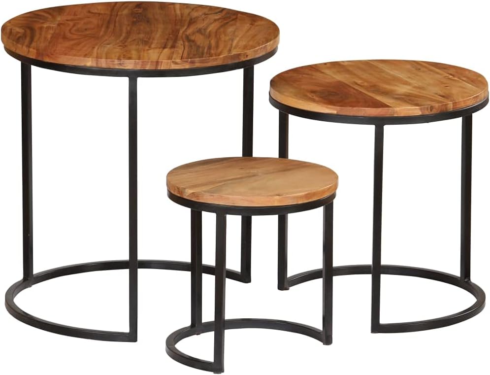 Table for Living Room、Coffee tablesCoffee Table Set 3 Pieces Solid Acacia Wood Sheesham FinishSuitable for Living Room, Patio