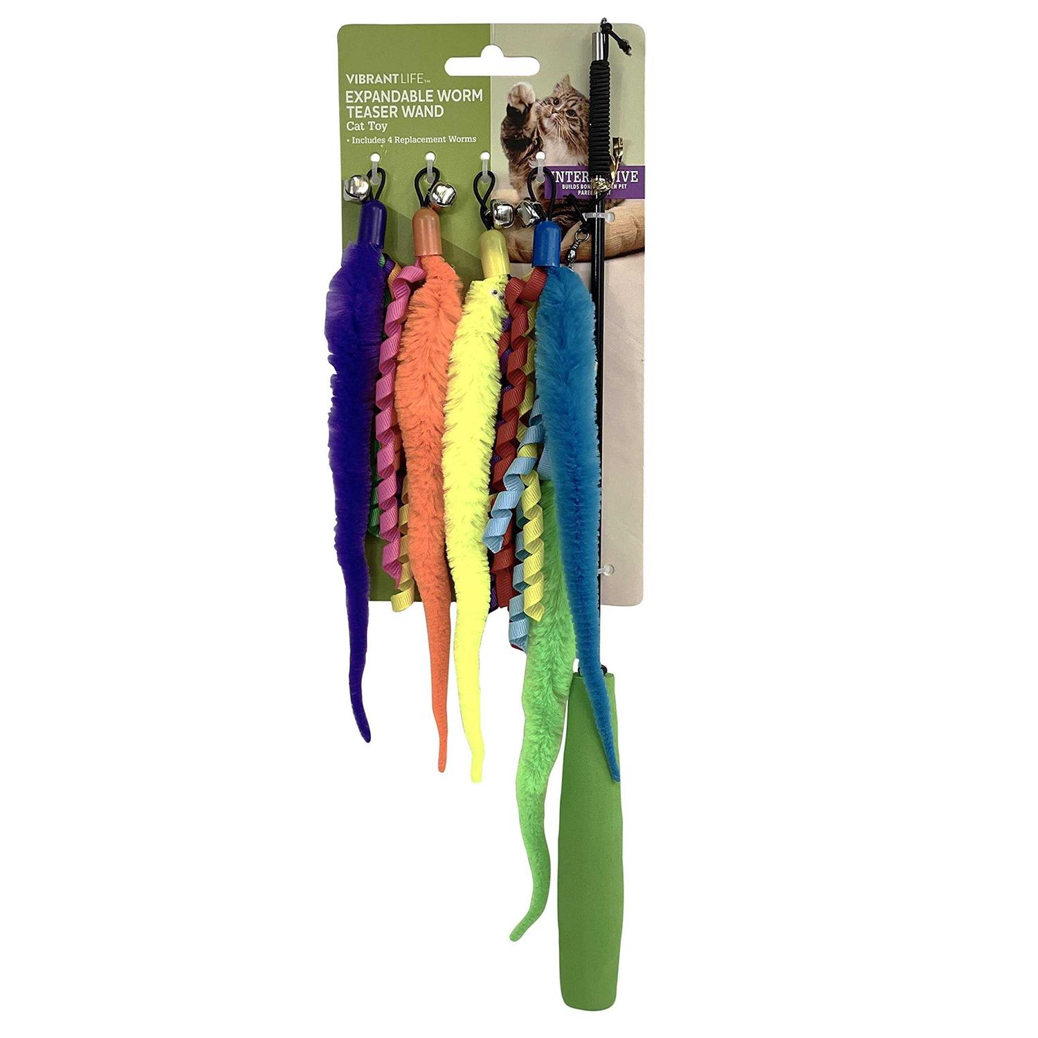 Vibrant Life Worm Teaser Wand Cat Toy - Pet Supplies online store