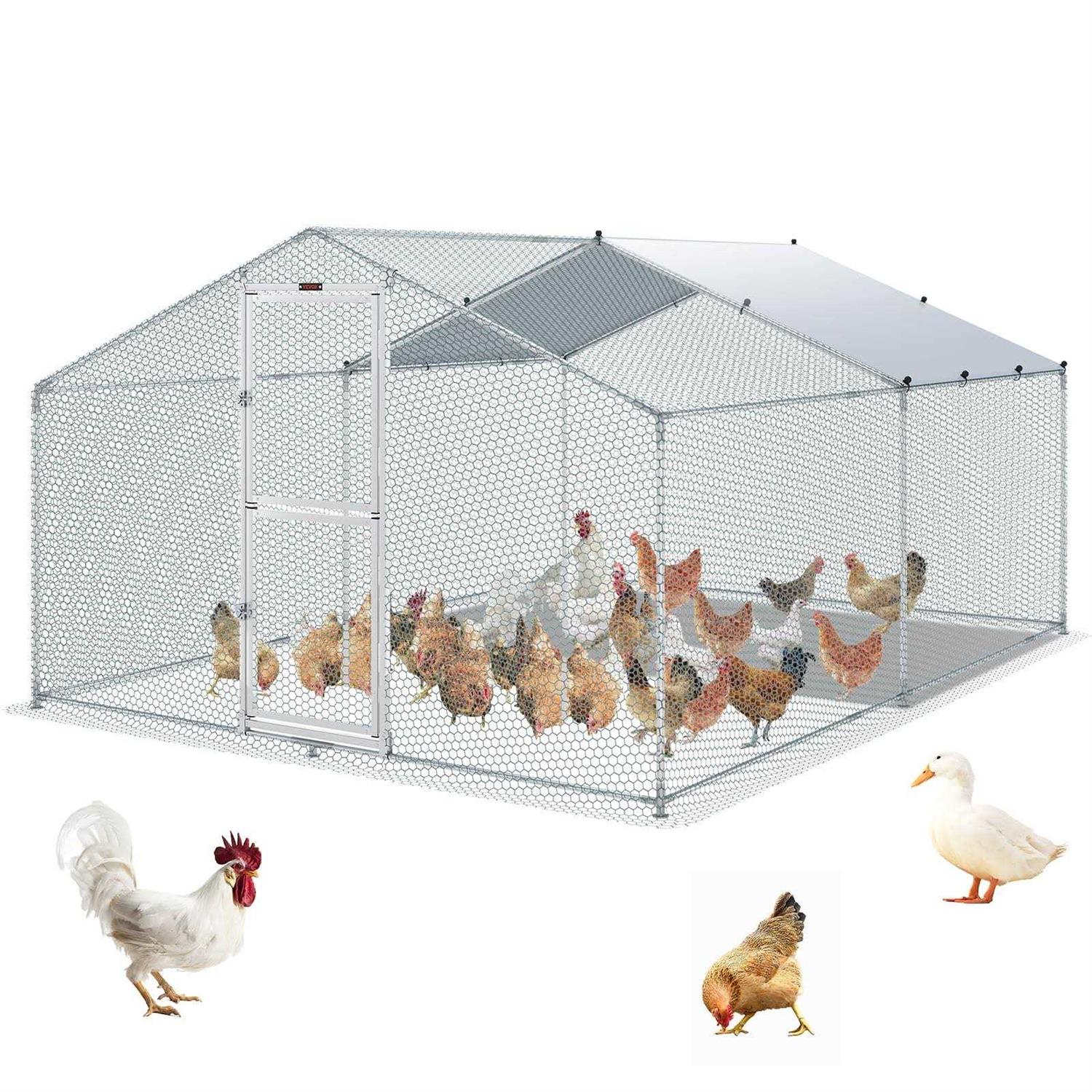 VEVOR Large Metal Chicken Coop with Run Walkin Chicken Coop for Yard with Waterproof Cover - Pet Supplies online store