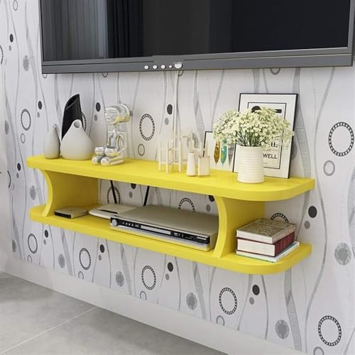 Floating TV Stand, Wall Mounted TV Cabinet, TV Console with Storage, Set-Top Box Router Storage Rack for Living Room, Bedroom, Kitchen(Yellow,5.1 * 7.9 * 23.6in)