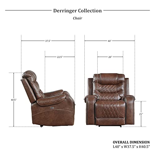 Lexicon Derringer 3-Piece Wall-Hugger Power Reclining Living Room Set, Brown