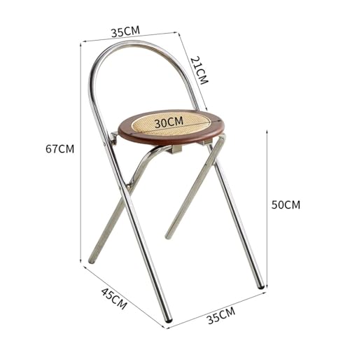 PALE Foldable High Chair with Metal Frame and Rattan Seat for Home, Kitchen, Office and Party(Black)