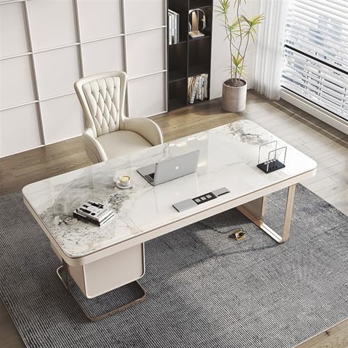 Office Desk Desk Light Luxury Modern Minimalist Style High-end Rock Plate Office Desk and Chair Pc Table Designer Table Study Writing Desk Study Writing PC Desk(140x70x75cm)