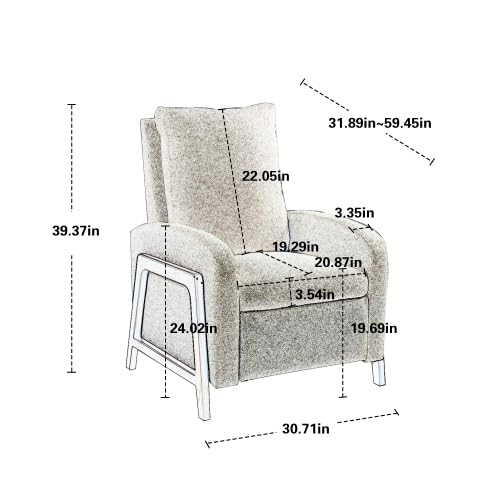 Accent Chair, Adjustable Home Single Recliner Sofa Chair with Thick Seat Cushion and Backrest, Modern Living Room Chair, Upholstered Lounge Chair Reading Armchair for Bedroom Sunroom, Light Blue