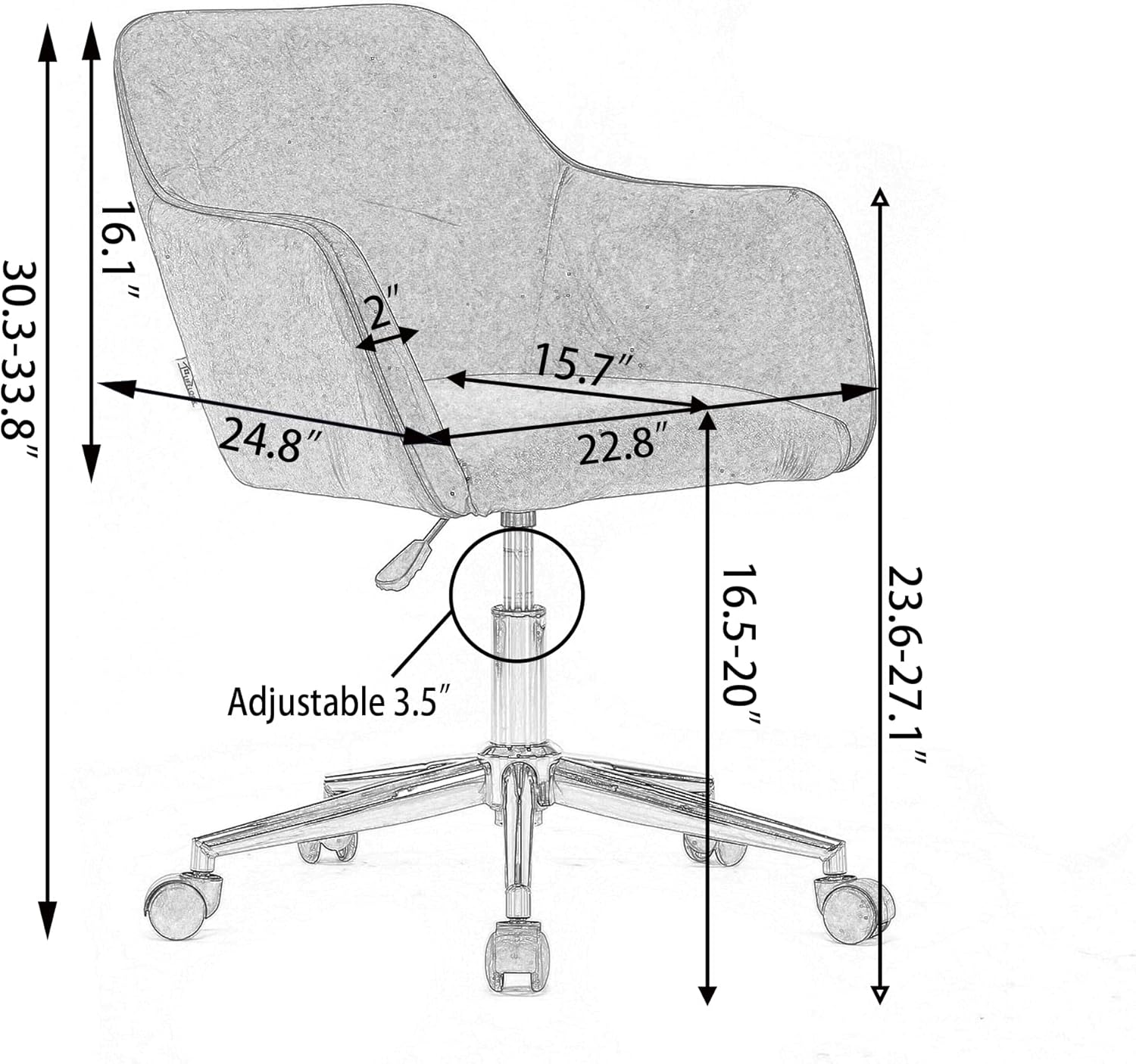 Modern Velvet Fabric Revolving Chair - 360 Degree, 250lbs Weight Capacity, Adjustable Height, Metal Legs, Beige Gold Color, Universal Wheels, Sturdy, Durable, Easy to Assemble Clean, for Home Office