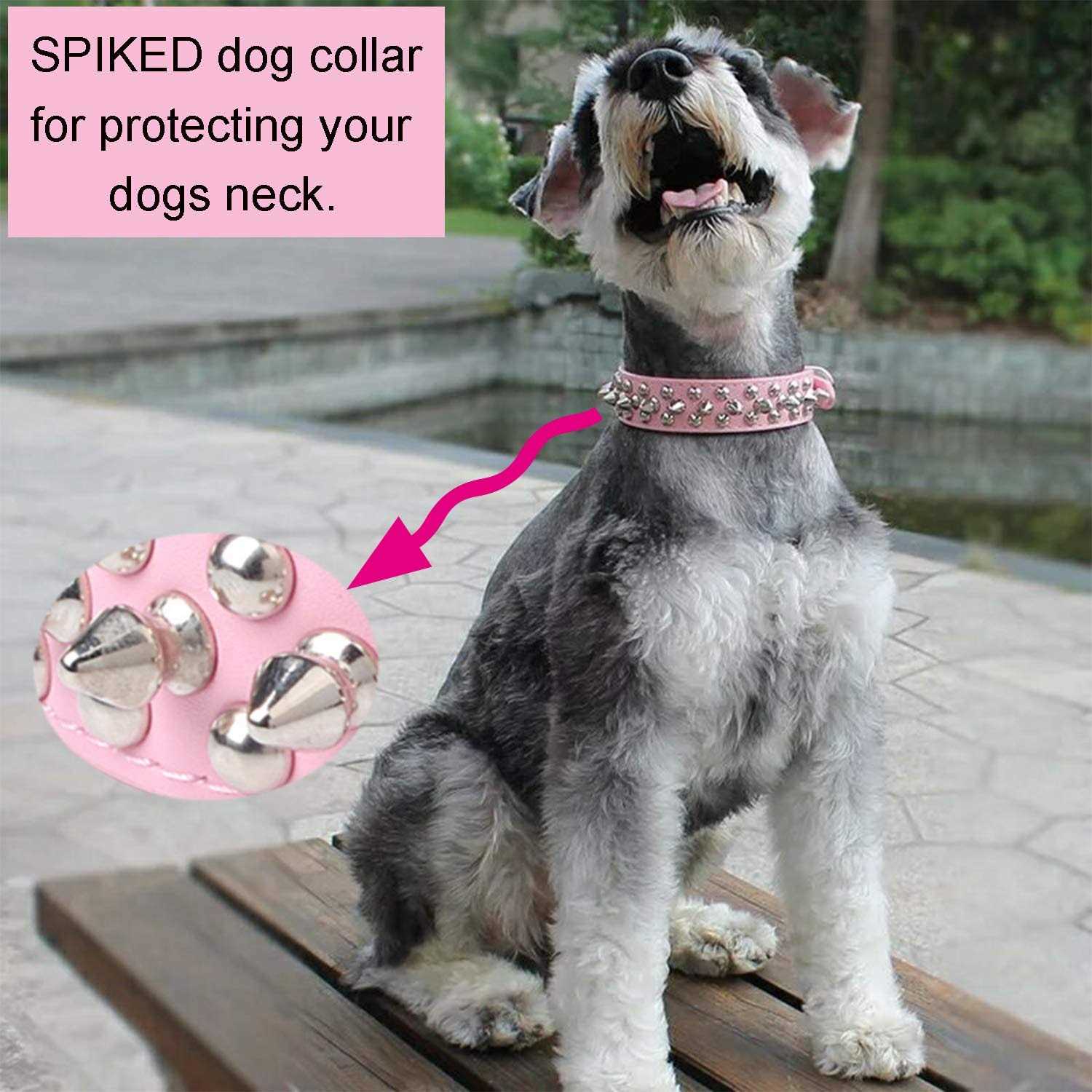 Teemerryca Adjustable Leather Spiked Studded Dog Collars with a Squeak Ball Gift for Small Medium Large Pets Like Cats/Pit Bull/Bulldog - Pet Supplies online store