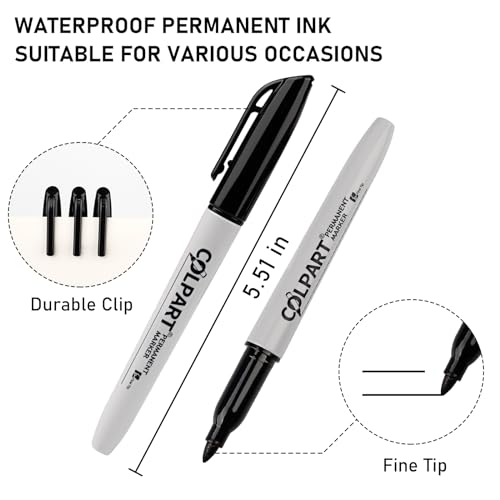 Permanent Markers,Fine Tip Black Permanent Marker Bulk of 30 Pack Black Marker Set Waterproof,Fade-resistant,Quick Drying Markers Work On Wood, Metal, Plastic, Stone, Glass For Office School