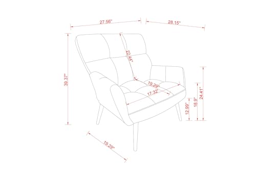 LUMISOL Modern Single Sofa Armchair with High Backrest, Comfy Reading Chair for Living Room, Bedroom, Apartment, Brown