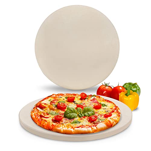 GGC 14 inch Pizza Cooking Stone for Ovens, Grill and BBQ to Cook Perfect Crispy Crust Pizza, Bread and Cookies at Home, Garden and Outdoor, Distributes Heat Evenly Round Baking Stone
