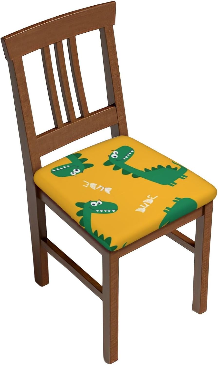 Chair Seat Covers 6pcs for Dining Room Cute Dinosaur Pattern Removable Chair Slipcovers for Office Kitchen Party Bar 16.9