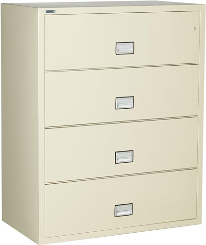 Phoenix Lateral 31 inch 4-Drawer Fireproof File Cabinet with Key Lock, Water Seal, Light Gray, LAT4W31LG