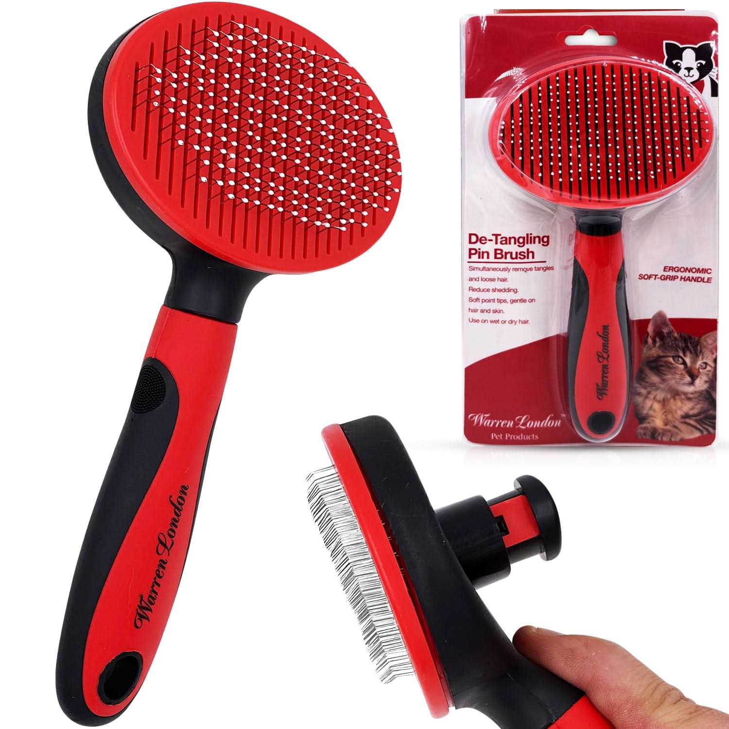 Warren London Cat De-Tangling Pin Brush for Grooming & Shedding - Pet Supplies online store