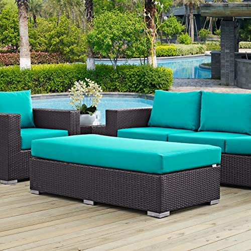 Modway EEI-1911-EXP-ORA Convene Patio Fabric Square Ottoman Outdoor Furniture, Espresso Orange