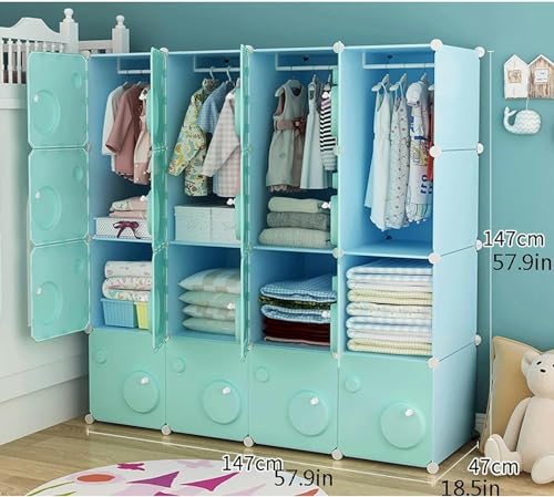 Assemble Wardrobe Wardrobe Portable Bedroom Wardrobe Cube Locker Modular Cabinet with Hanging Foldable Wardrobe Merchandise Locker Combined Closet