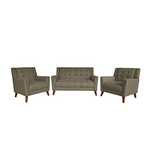 Christopher Knight Home Evelyn Mid Century Modern Fabric Arm Chair and Loveseat Set, Mocha