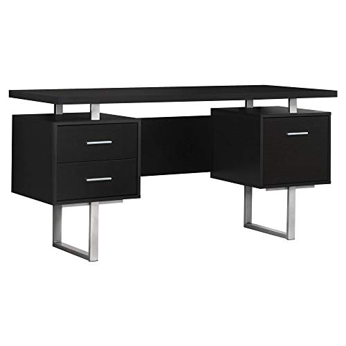 Offex Contemporary Home Office Hollow-Core/Silver Metal Computer Desk, Cappuccino - 60