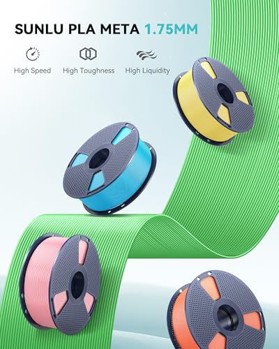 SUNLU PLA 3D Printer Filament Bundle, Muticolor PLA Meta Filament Bundle 1.75mm, Fast Printing, Individually Vacuum Packed, 250G Spool, 8 Rolls, Black+White+Grey+Blue+Green+Red+Pink+Yellow