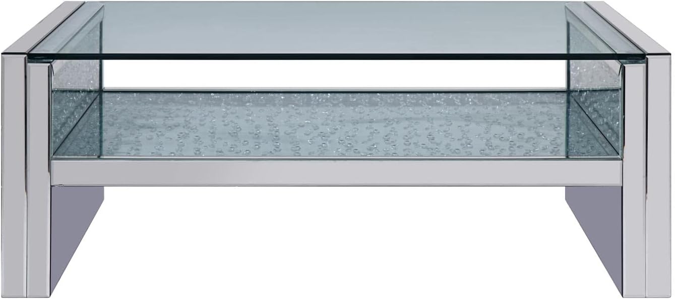 Acme Nysa Coffee Table in Mirrored and Faux Crystals