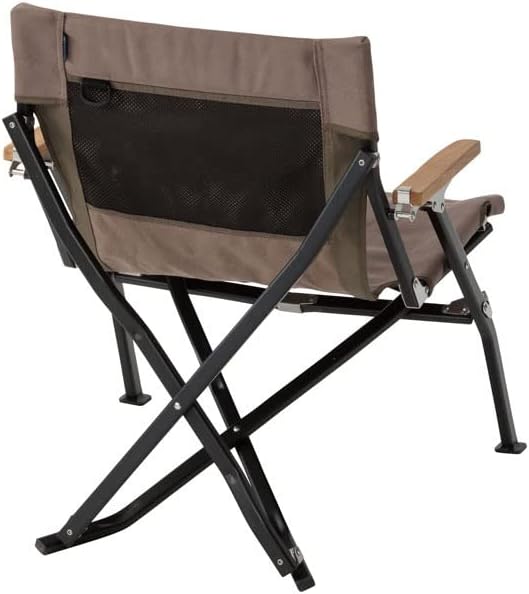 Snow Peak Luxury Low Beach Chair - Teak Wood Armrest and Canvas Seat - 23 x 26 x 27 in