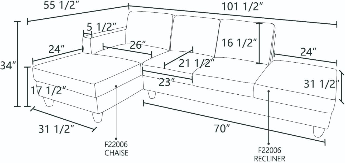 L Shaped Sofa Modern Sectional Couches for Living Room, Bedroom, Office, Light-Green