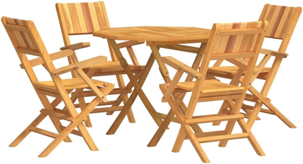 5 Piece Patio Dining Set, Balcony Sets for Apartments Outdoor Furniture Table and Chairs Set Outdoor Patio Set Lawn Chair Suitable for Apartments Outdoor Patio Hotels, Solid Wood Teak