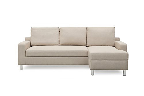 Amelie Linen Upholstered Contemporary Modern Left-Sided Sectional Sofa with Bed, 83.9