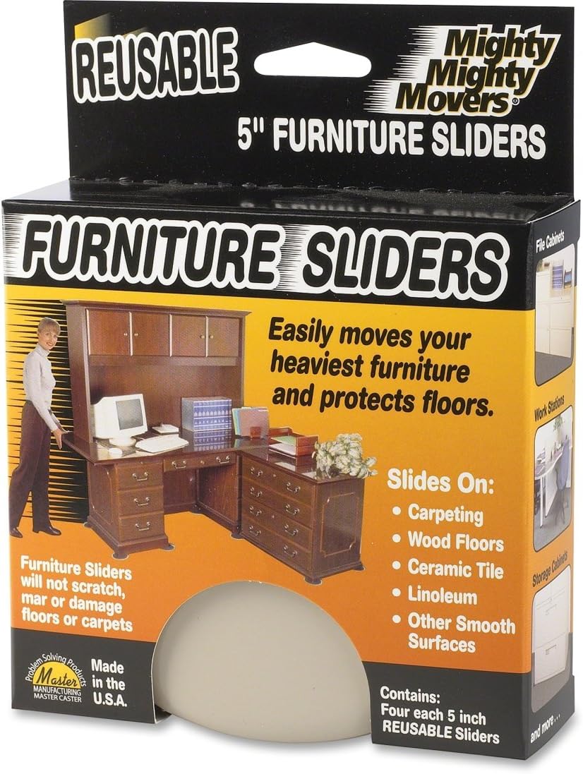 Master Caster 4-Pack Reusable Furniture Caster/Movers, Round, 5-Inch, Beige