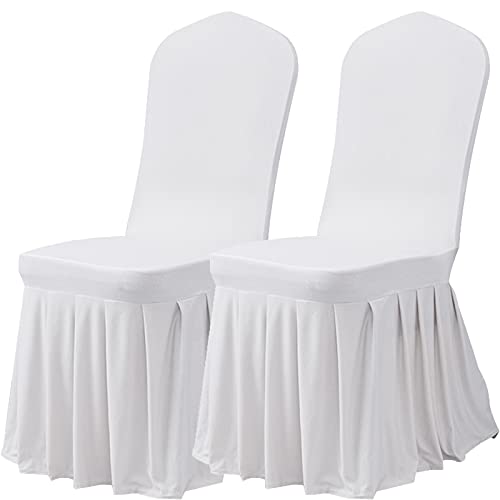 Dining Room Chair Covers Set of 4, Stretch Parsons Slipcovers with Skirt Super Fit Spandex Chair Seat Protector Cover for Dining Room, Hotel, Ceremony (Lightblue)