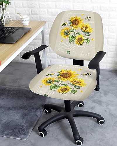 Office Chair Covers Stretchable Moroccan Pattern Retro Bike Dinosaur Split Computer Desk Chair Cover Universal Spandex Chair Seat Covers Rotating Boss Arm Chair Slipcovers
