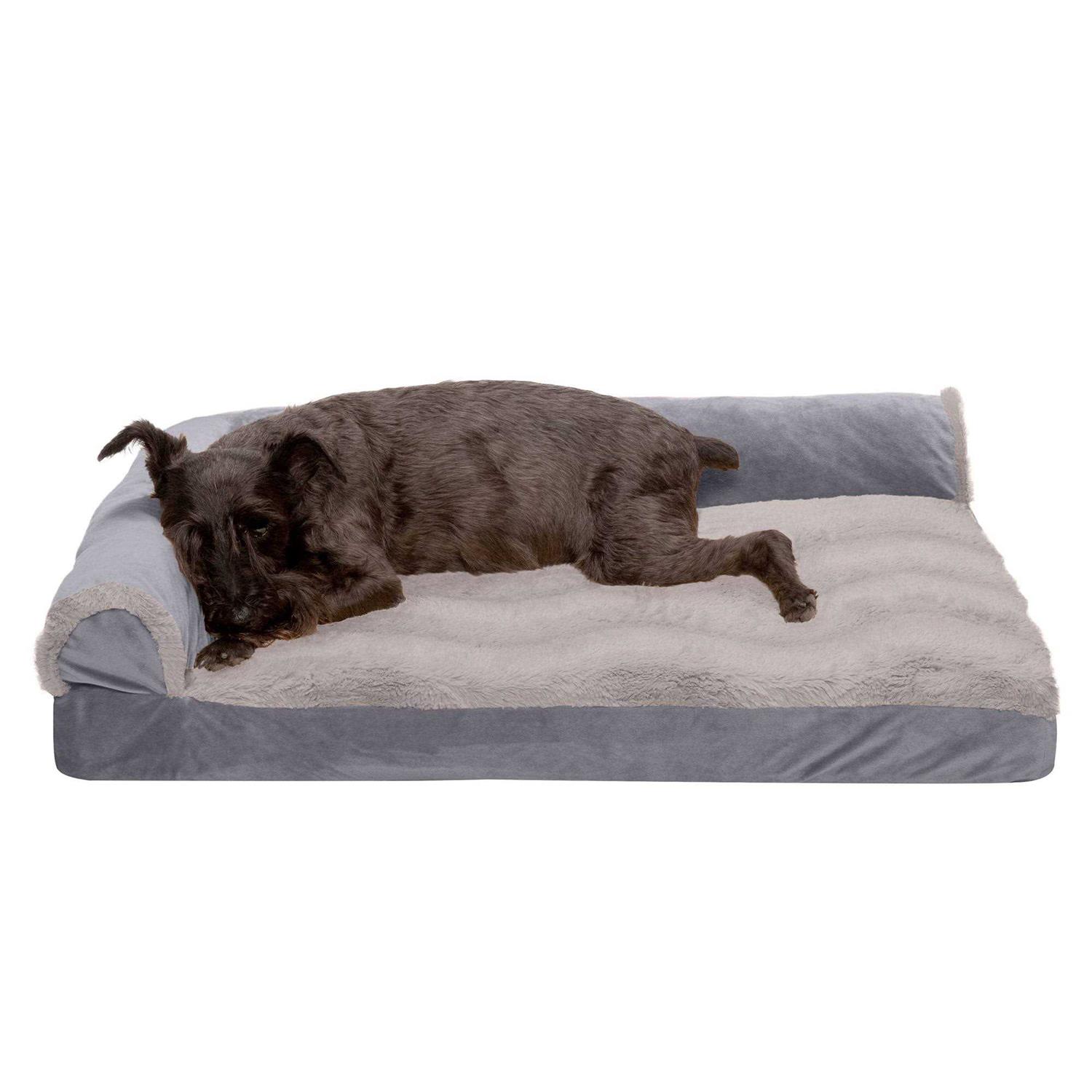FurHaven Wave Fur & Velvet Deluxe Chaise Lounge Dog Bed - Pet Supplies online store