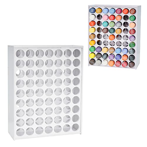 SANFURNEY 49 Holes Craft Paint Storage Organizer Vertical Paint Rack Stand for Apple Barrel, Folkart -2oz Craft Paints, Wall-mounted