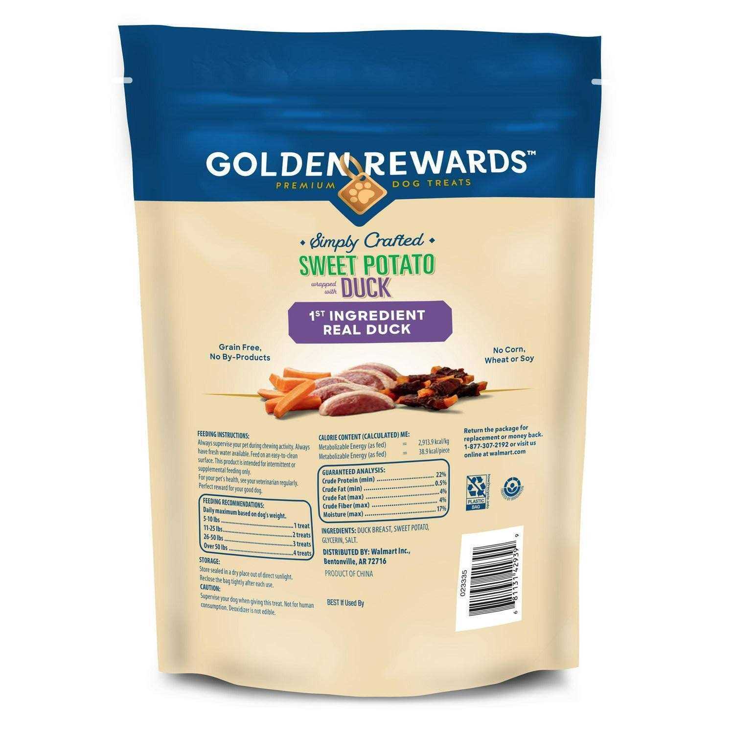 Golden Rewards Sweet Potato Wrapped with Duck Flavor Dry Training Treats for All Dogs - Pet Supplies online store