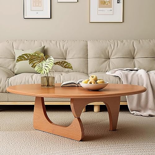 Mid-Century Modern Coffee Table,Solid Wood Triangle Coffee Table,Abstract Coffee Table Wooden Center Table Oval Coffee Table for Living Room(36