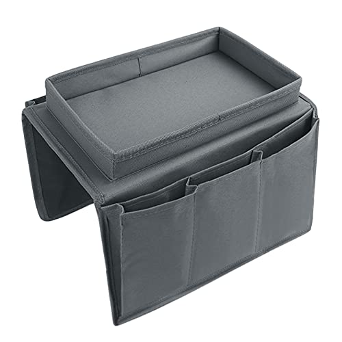 MioCloth Sofa Armrest Organizer, Couch Recliner Chair Arm Caddy TV Remote Storage Pocket Organizer for Phone Book Magazine Glasses Drink Holder Snack Tray Armrest TV Remote Holder Organizer Brown