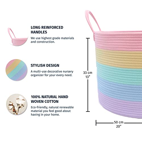 OrganiHaus Throw Blanket Basket for Living Room 20x13 | Extra Large Basket for Storage | Large Woven Basket for Storage | Pillow Basket & Blanket Holder for Bedroom | Woven Laundry Hamper - Honey