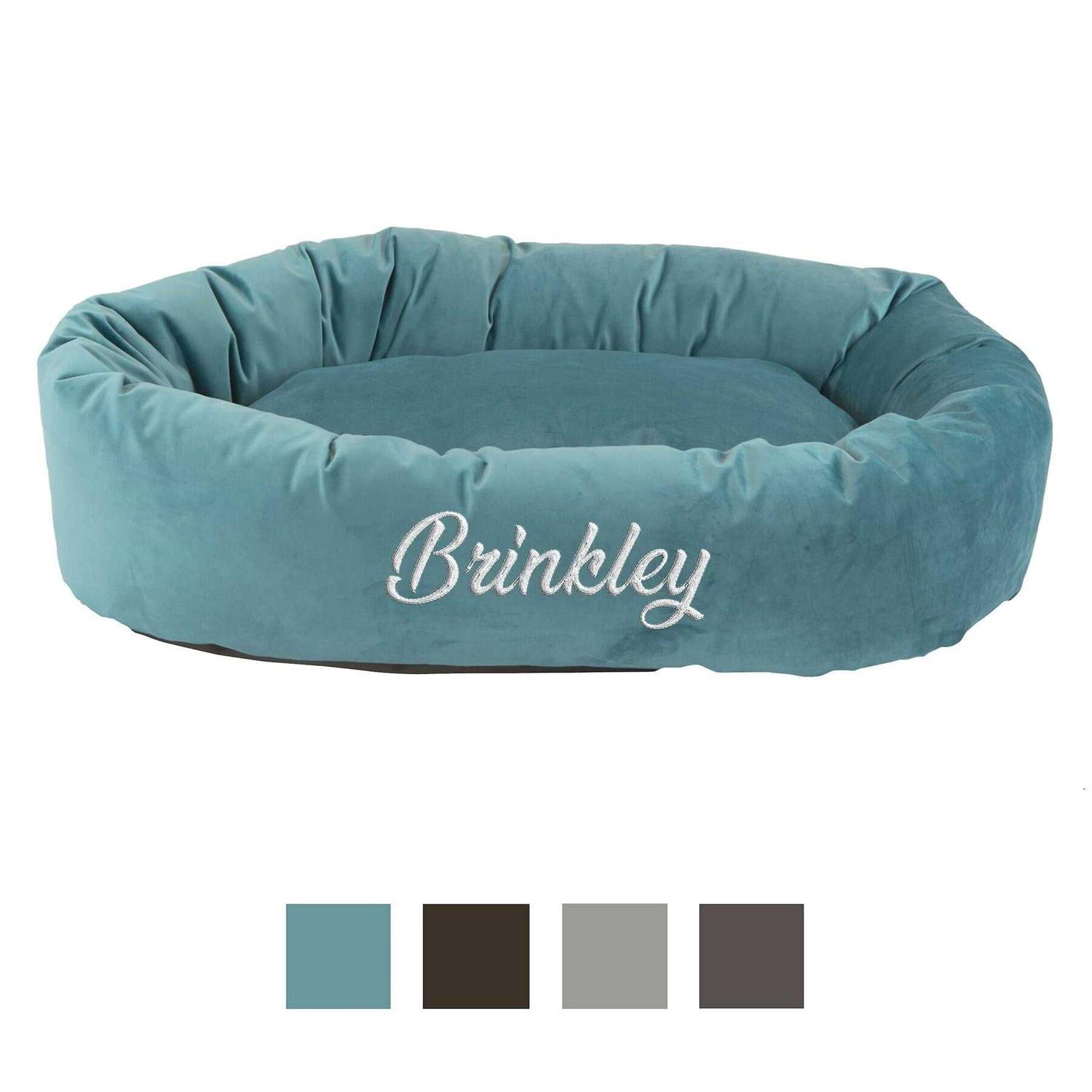 Majestic Pet Velvet Personalized Bagel Cat & Dog Bed - Pet Supplies online store