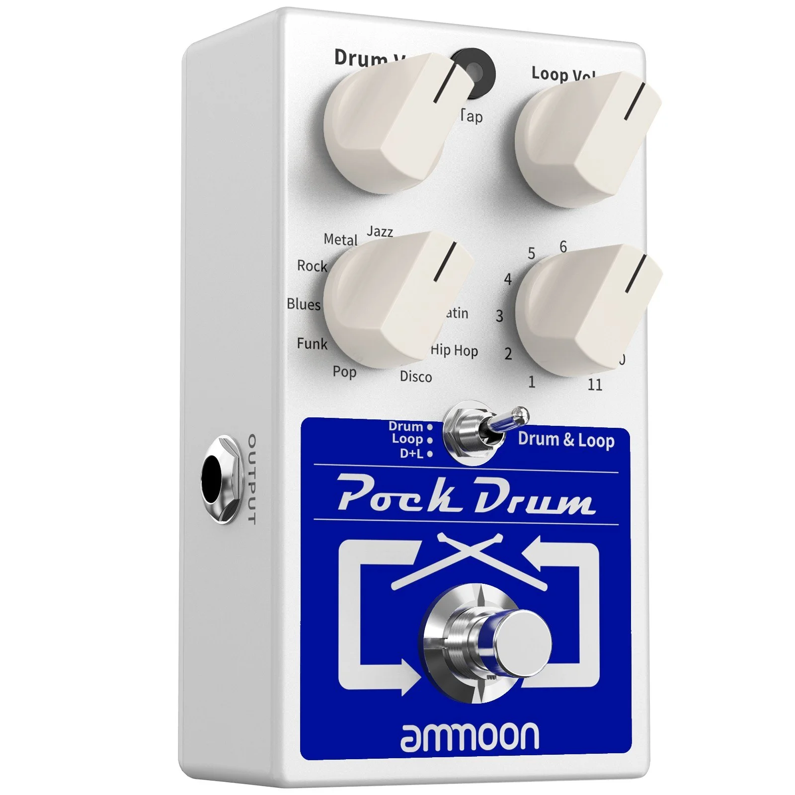Andoer PockDrum Drum & Loop Guitar Effect Pedal 3 Modes 11 Drum Styles 11 Rhythm Types Built-in Looper Max. 20min Recording Unlimited Dub Tracks Tap Tempo