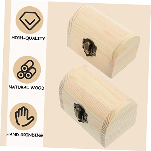 IMIKEYA 4 Pcs wood clay bracelet box Wood Storage Trunk Large pirate treasure chest for kids Showcase small wooden box Wooden Pirate Treasure Chest treasure chest manual antique decor