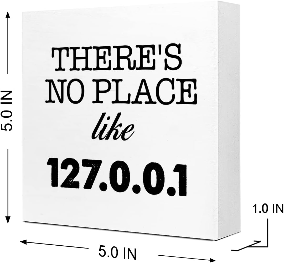 There's No Place Like Wooden Sign Desk Decor,Funny Office Wood Block Sign Desk Decorations for Home Office Desk Shelf Table Decor