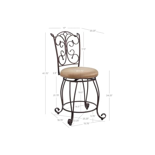 Linon Gathered Back Swivel Bar Stool 30