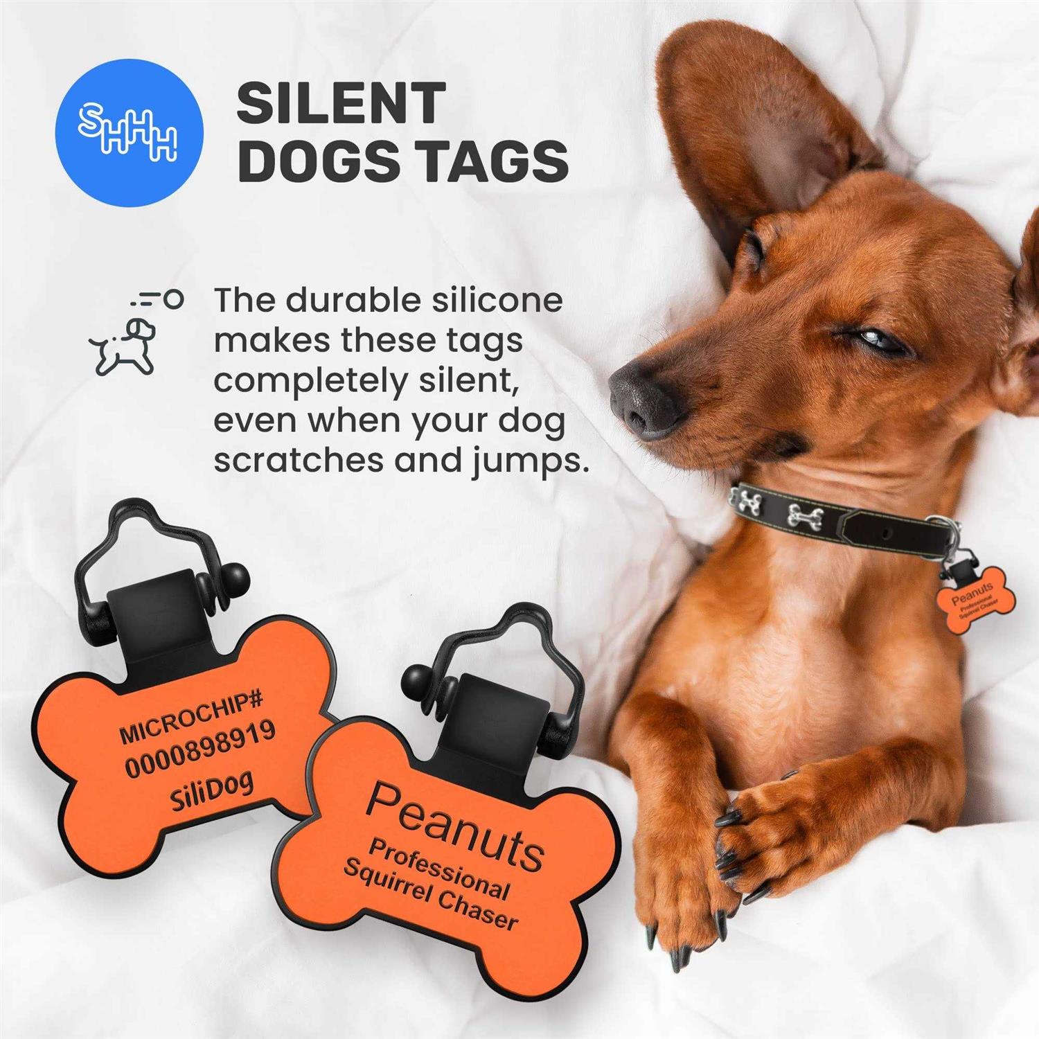 SiliDog The Silent Dog Tag Personalized Silicone and Cat ID - Pet Supplies online store