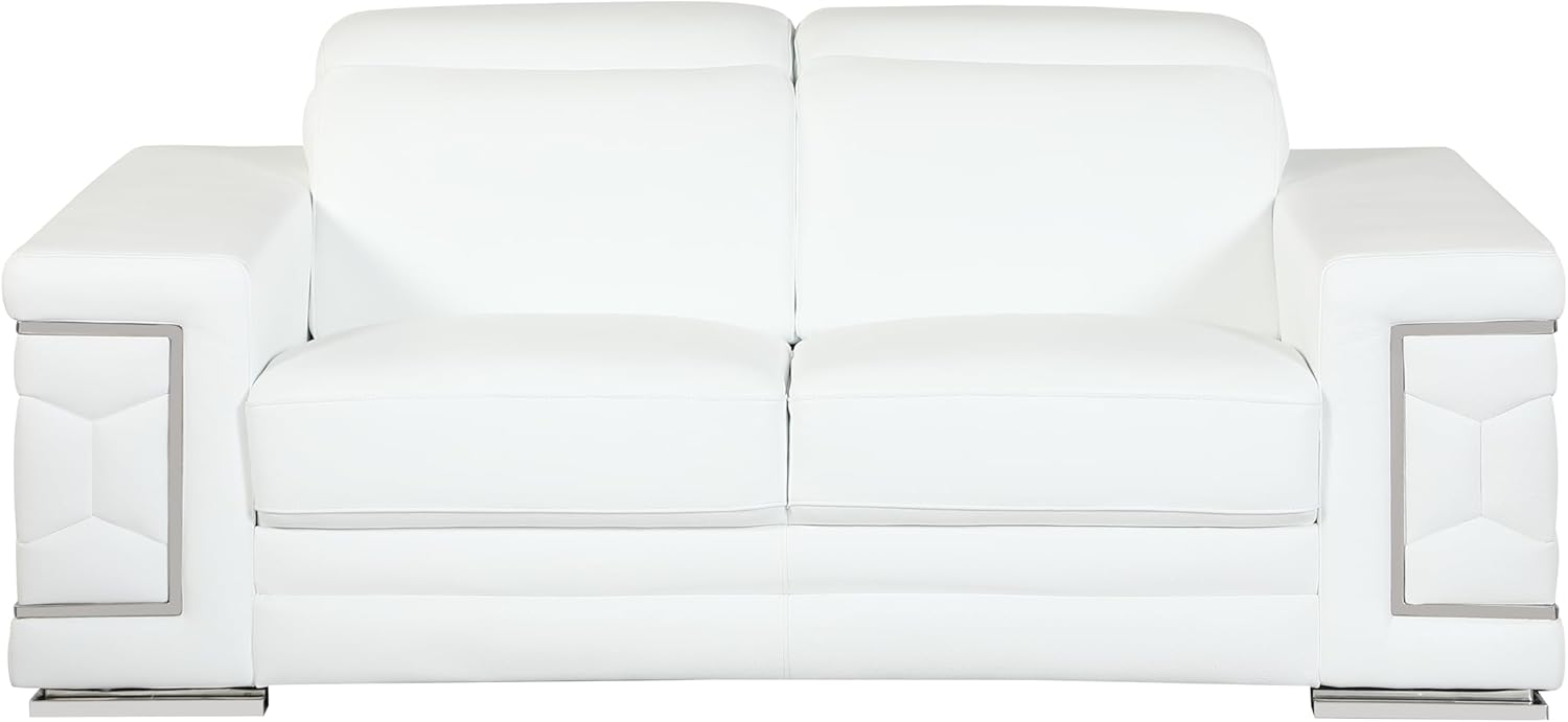 Top Grain Italian Leather Loveseat (White)