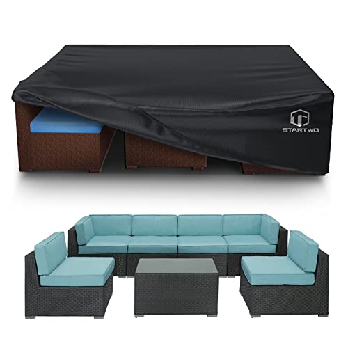 STARTWO Patio Furniture Covers Waterproof, Anti-UV Tear-Resistant Heavy Duty 7-12 Seats Outdoor Furniture Cover for Sectional Sofa, Patio Table Cover, 108