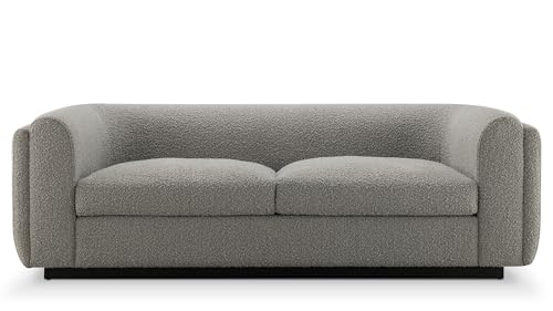 77.4'' Boucle Couch, Modern Minimalist Upholstered Sofa with Double Round Arm, 3-Seat Deep Seat Sofa Couches for Living Room, Home Apartment, Lounge, Off-White